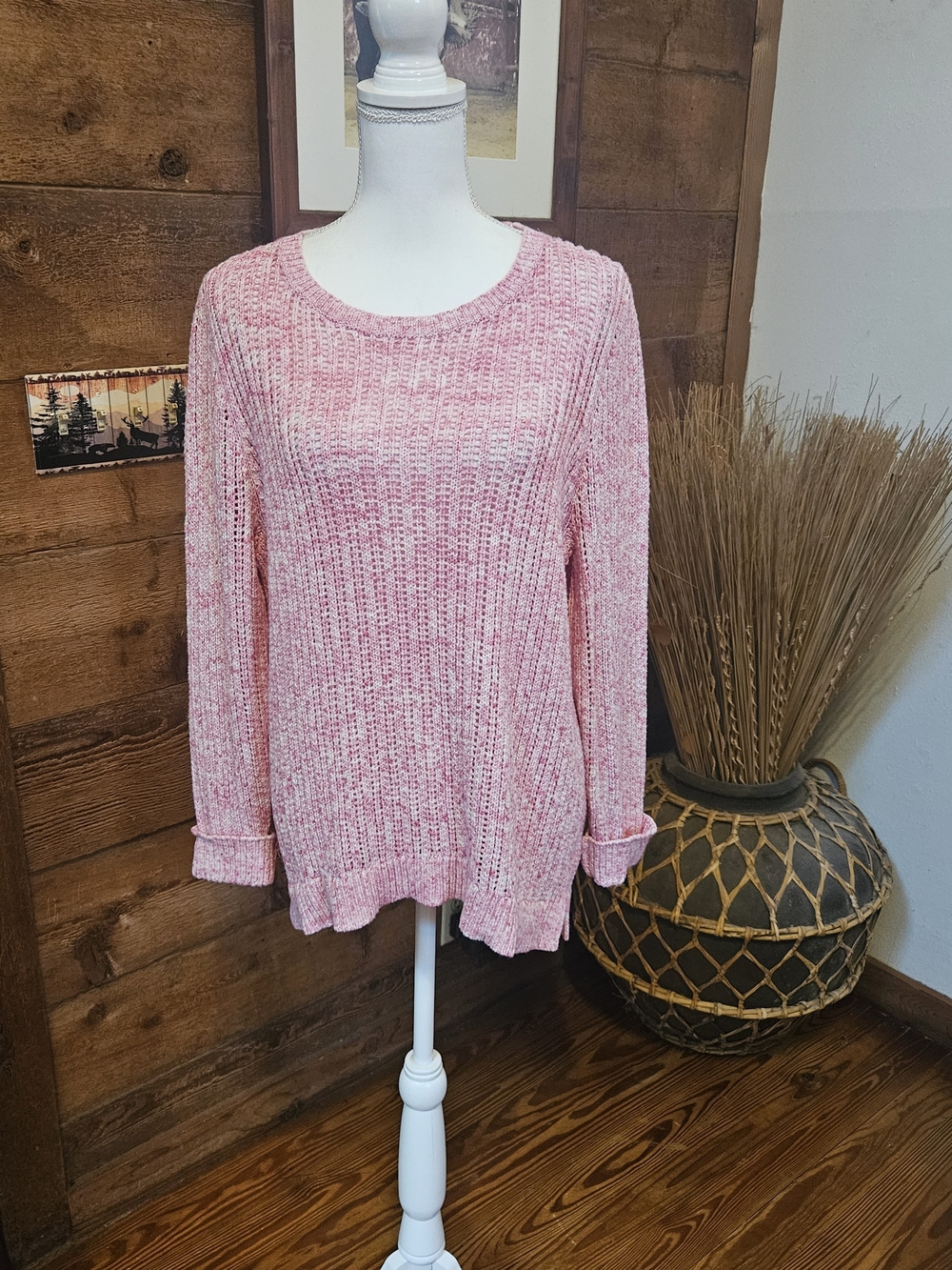 Talbots Pink Marled Crewneck Sweater